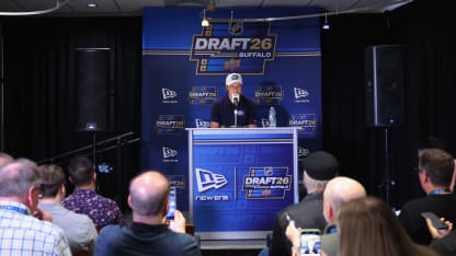 Ivar Stenberg attends the 2026 NHL Draft Top Prospects Media Availability on June 25, 2026 at the New Era Cap World Headquarters in Buffalo, New York. (Photo by Bruce Bennett/Getty Images)