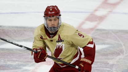 Ryan Leonard #9 of the Boston College Eagles skates against the Maine Black Bears during NCAA mens hockey at Kelley Rink on November 10, 2024 in Chestnut Hill, Massachusetts. The Eagles won 3-0. (Photo by Richard T Gagnon/Getty Images)