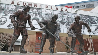 2021 alumni plaza keybank center french connection statue mediawall