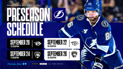 Tampa Bay Lightning announce 2026 preseason schedule, presented by Florida Blue