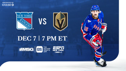 Rangers vs. Golden Knights: Pregame Notes | 12.07.25