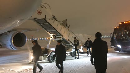 Montreal weather snow freezing rain Air Canada plane travel bus 2018 January 23