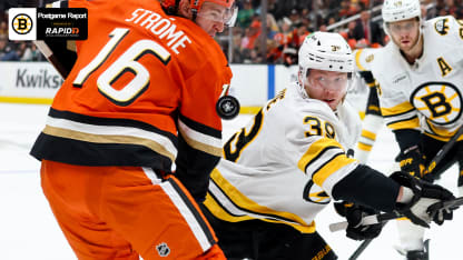 Geekie Scores Twice in Bruins 4-3 Loss to Ducks 