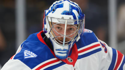 Jonathan Quick #32 of the New York Rangers warms up prior to a game against the Boston Bruins at the TD Garden during a preseason game on October 4, 2025 in Boston, Massachusetts. (Photo by Richard T Gagnon/Getty Images)