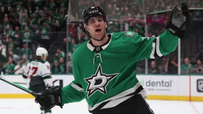 Radek Faksa #12 of the Dallas Stars celebrates after scoring a goal during the third period against the Minnesota Wild at American Airlines Center on October 14, 2025 in Dallas, Texas. (Photo by Sam Hodde/Getty Images)