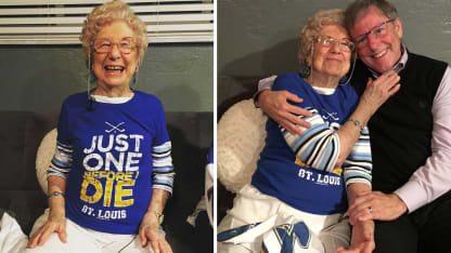 100-year-old Marge Kirchhoefer cheers for Blues in Stanley Cup Final