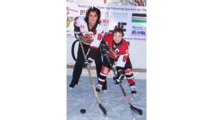 Devin Shore and mom hockey