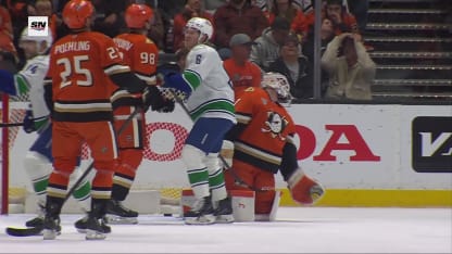 VAN@ANA: DeBrusk scores PPG against Lukas Dostal