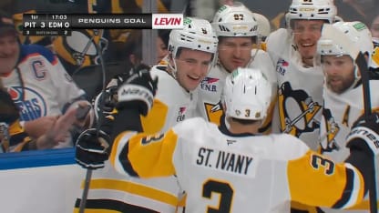 Penguins light the lamp 3 times in 37 seconds