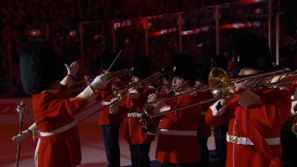 Les Fusiliers Mont-Royal perform O Canada