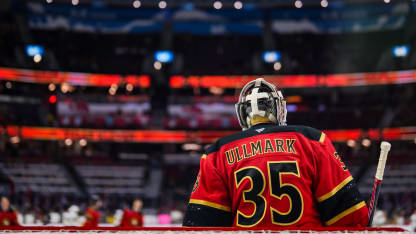 Linus Ullmark #35 of the Ottawa Senators skates in warmups prior to a game against the Vegas Golden Knights at Canadian Tire Centre on January 25, 2026 in Ottawa, Ontario, Canada. (Photo by Chris Tanouye/Freestyle Photography/Getty Images)