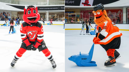 The New Jersey Devil and Gritty skate at American Dream.