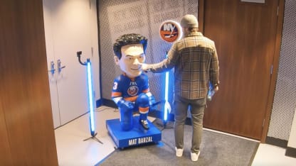 Isles Surprised by Mathew Barzal's Big Bobblehead