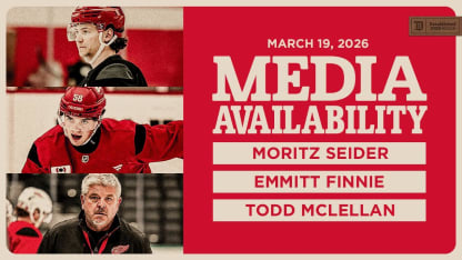 Moritz Seider, Emmitt Finnie, Todd McLellan Morning Skate 