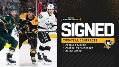Penguins Sign Justin Brazeau, Parker Wotherspoon and Caleb Jones to Two-Year Contracts