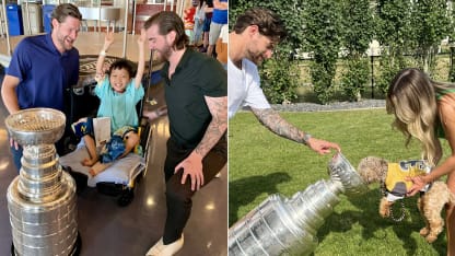 Logan Thompson, Adin Hill visit Alberta Children's Hospital with Stanley Cup