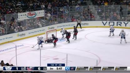 TOR@CBJ: Merzlikins with a great save against Easton Cowan