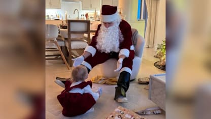 Hampus Lindholm dresses as Santa for David Pastrnak daughter