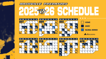 Predators Announce 2025-26 Regular-Season Schedule; Home Opener Set for Oct. 9 at Bridgestone Arena - 2025_07_16