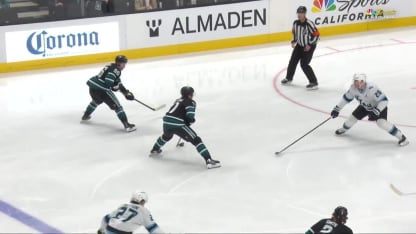 UTA@SJS: Celebrini scores goal against Vitek Vanecek