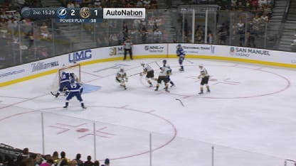 Fleury's pad save on Miller