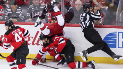 njd siegenthaler hits car aho round 1 game 3 ot
