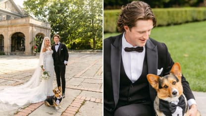 Jared McCann dresses dog as groomsman for wedding