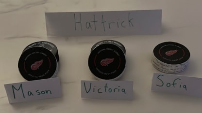 Perron hat trick pucks