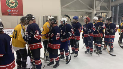 Blind hockey handshake