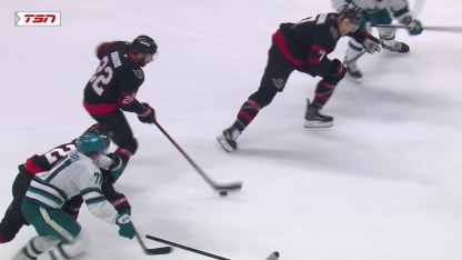 SJS@OTT: Tkachuk scores empty-net goal