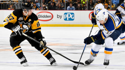 Penguins home opener vs Blues Crosby Schwartz