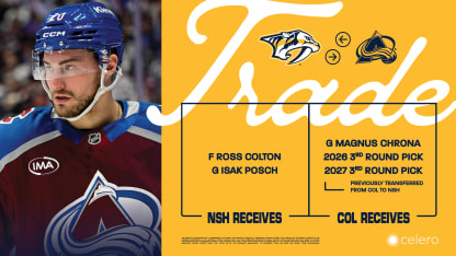 Nashville Predators Acquire Ross Colton From Colorado