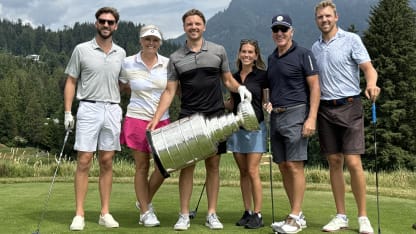 Reinhart family before teeing off at Capilano Golf and Country Club