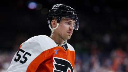 Rasmus Ristolainen #55 of the Philadelphia Flyers skates before the game against the Edmonton Oilers at the Wells Fargo Center on February 22, 2025 in Philadelphia, Pennsylvania. (Photo by Scott Taetsch/Getty Images)