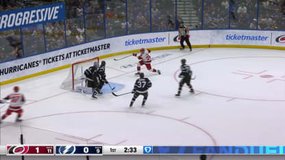 CAR@TBL: Aho scores goal against Andrei Vasilevskiy