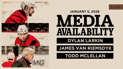 Dylan Larkin, James van Riemsdyk, Todd McLellan Morning Skate