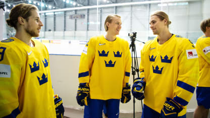 Adrian-Kempe-Mario-Kempe-Sweden-IIHF-World-Championship-LA-Kings-Arizona-Coyotes-Laughing