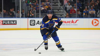 ST LOUIS, MISSOURI - JANUARY 27: Justin Faulk #72 of the St. Louis Blues skates against the Dallas Stars at Enterprise Center on January 27, 2026 in St Louis, Missouri. (Photo by Dilip Vishwanat/Getty Images)