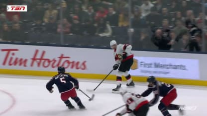 OTT@CBJ: Stutzle marque un but en A.N. contre Elvis Merzlikins