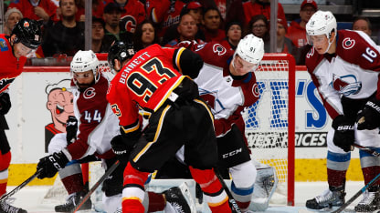 Vladislav Kamenev Mark Barberio Nikita Zadorov Colorado Avalanche Calgary Flames 1 November 2018