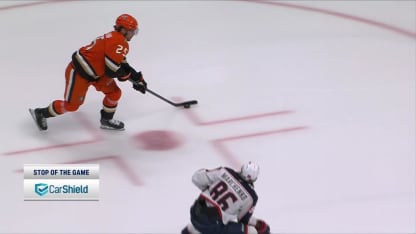 CBJ@ANA: Merzlikins with a great save against Jackson LaCombe