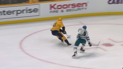 SJS@NSH: Evangelista scores goal against Alex Nedeljkovic