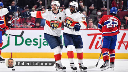 Huberdeau Duclair celebrate badge Laflamme