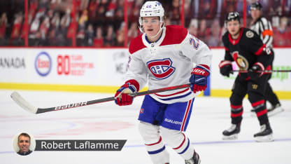 Caufield vs Sens badge Laflamme