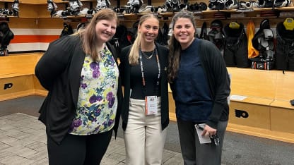 Megan Kogut, Hockey Communications Manager, Quinn Medico and Allie Samuelsson, Game Operations Coordinator