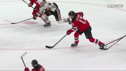 CHI@NJD: Hughes scores empty-net goal