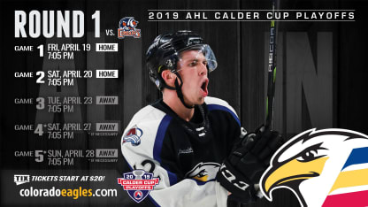 Colorado Eagles AHL Playoffs Round 1 schedule graphic 2018-19 season