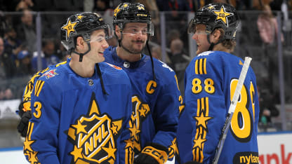 Matthews Nylander celebrate with Barzal at the ASG game