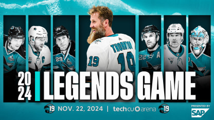 Sharks, in conjunction with the Sharks Alumni Foundation, to host 2024 Sharks Legends Game presented by SAP, featuring Joe Thornton at Tech CU Arena on Fri., Nov. 22