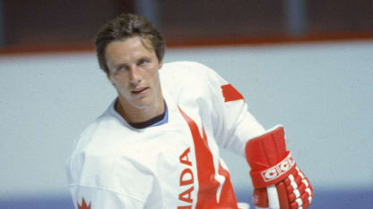 Canadian professional hockey player Mike Bossy, forward for Team Canada, on the ice during the 1984 Canada Cup, Canada, 1984. (Photo by Bruce Bennett Studios via Getty Images Studios/Getty Images)